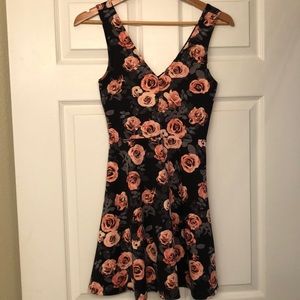 Pink flower black dress